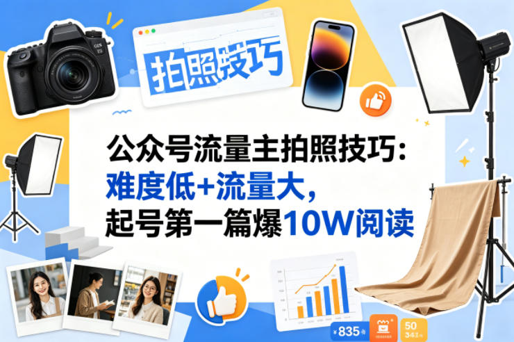 公众号流量主之拍照技巧赛道，难度低+流量大，起号第一篇就爆了10w阅读-青禾学社