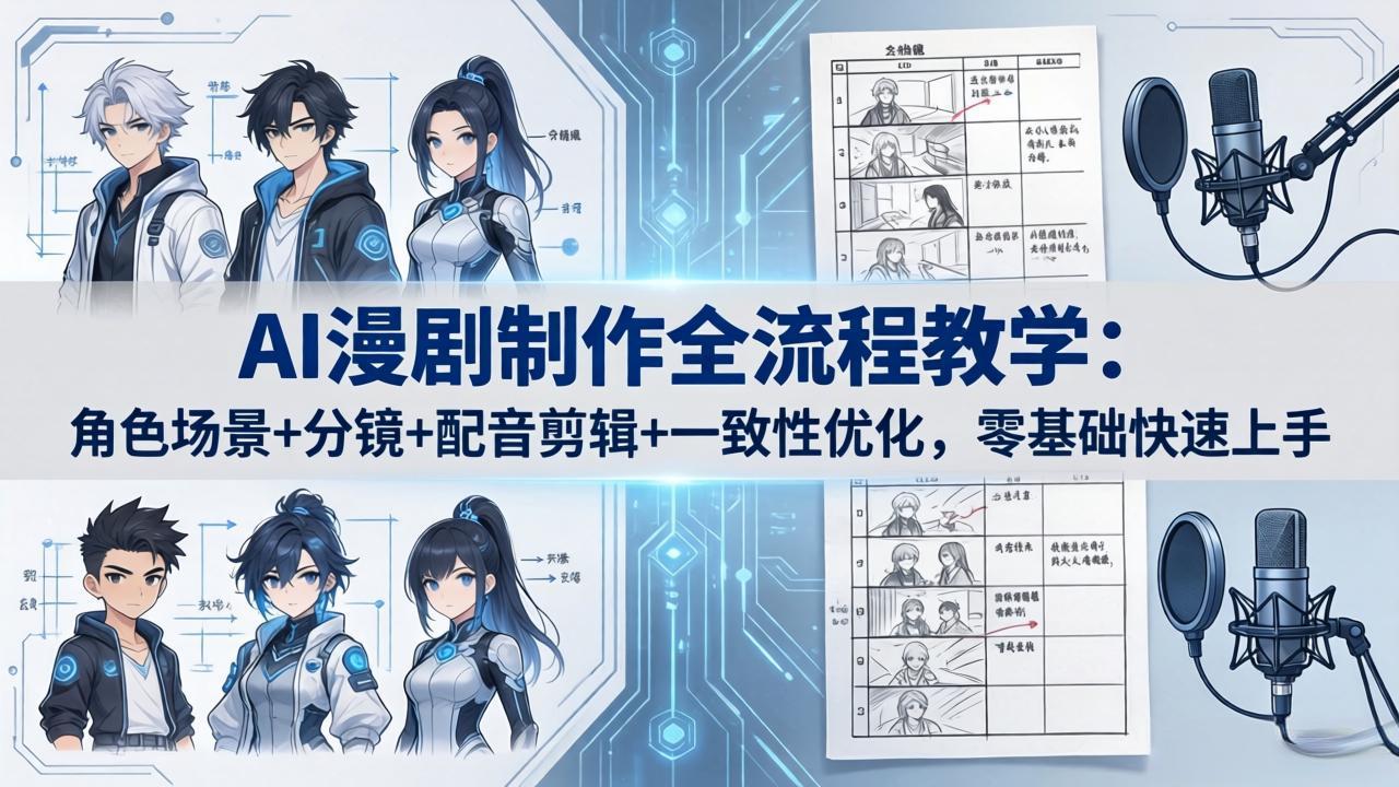 AI漫剧制作全流程教学：角色场景+分镜+配音剪辑+一致性优化，零基础快速上手-青禾学社