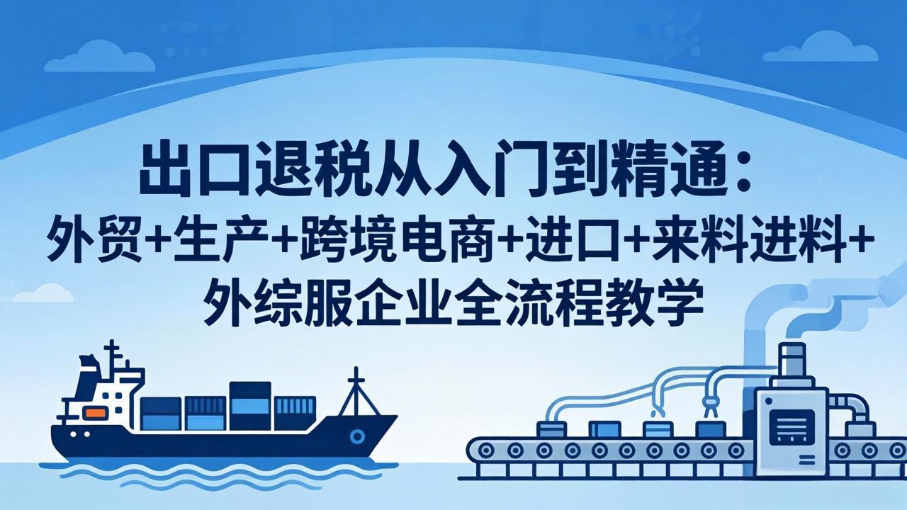 出口退税从入门到精通：外贸+生产+跨境电商+进口+来料进料+外综服企业全流程教学-青禾学社