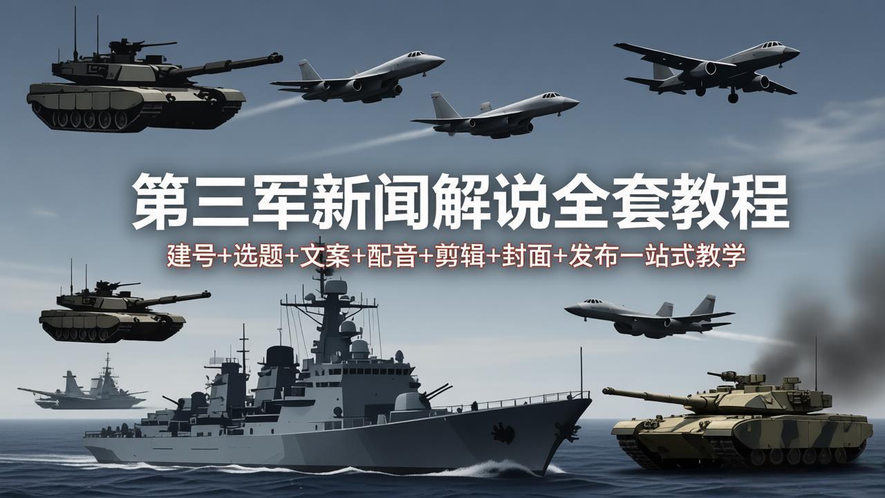 第三军迷新闻解说全套教程：建号+选题+文案+配音+剪辑+封面+发布一站式教学-青禾学社