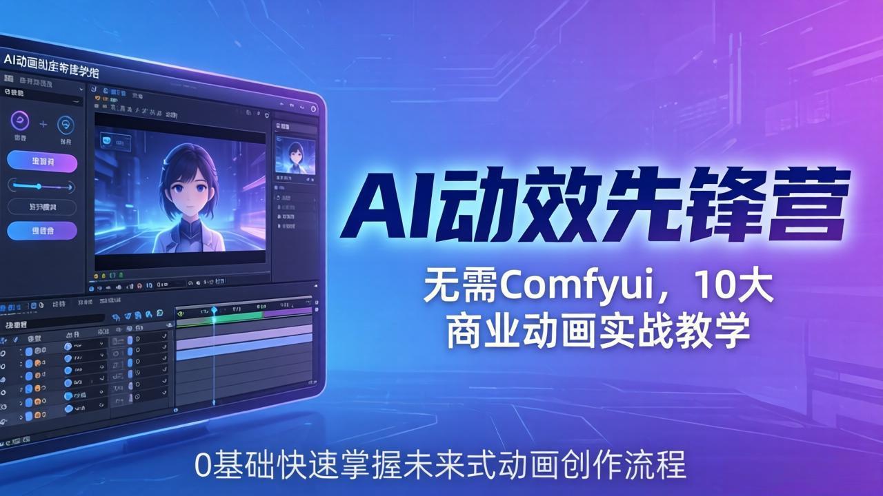 AI 动效先锋营：无需Comfyui，10大商业动画实战教学，0基础快速掌握未来式动画创作流程-青禾学社