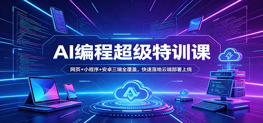 AI编程超级特训课：网页+小程序+安卓三端全覆盖，快速落地云端部署上线-青禾学社