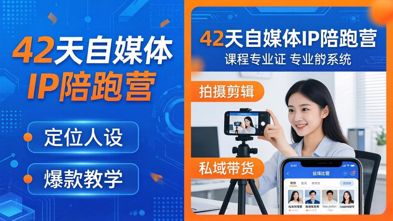 42天自媒体IP陪跑营-26年4月19更新：定位人设爆款全教学，拍摄剪辑私域带货一站式落地-青禾学社