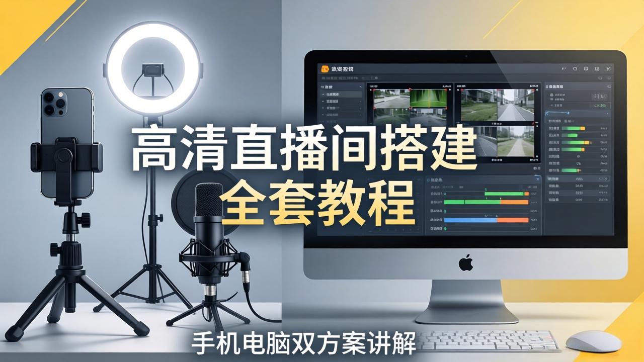 高清直播间搭建全套教程，手机电脑双方案讲解，设备选型调试多机位实操教学-青禾学社