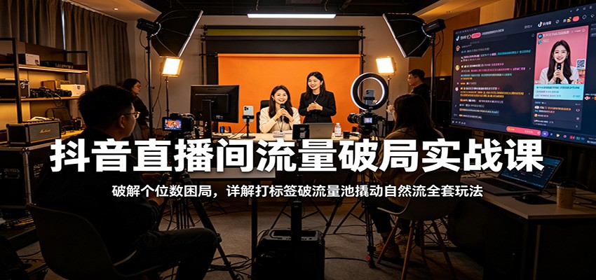 抖音直播间流量破局实战课：破解个位数困局，详解打标签破流量池撬动自然流全套玩法-青禾学社