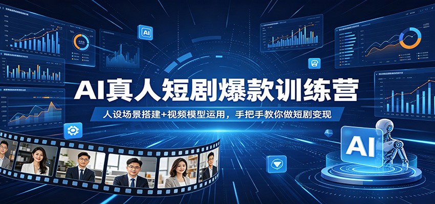 AI真人短剧爆款训练营：人设场景搭建+视频模型运用，手把手教你做短剧变现-青禾学社