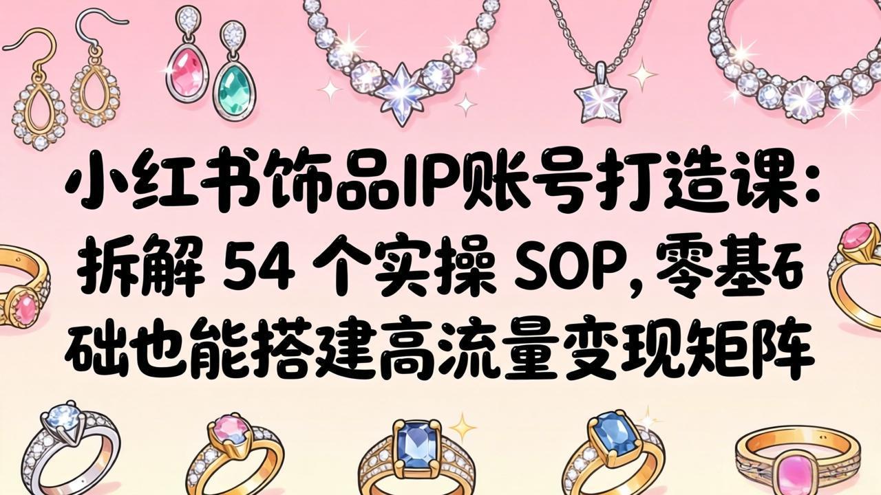 小红书饰品IP账号打造课：拆解 54 个实操 SOP，零基础也能搭建高流量变现矩阵-青禾学社