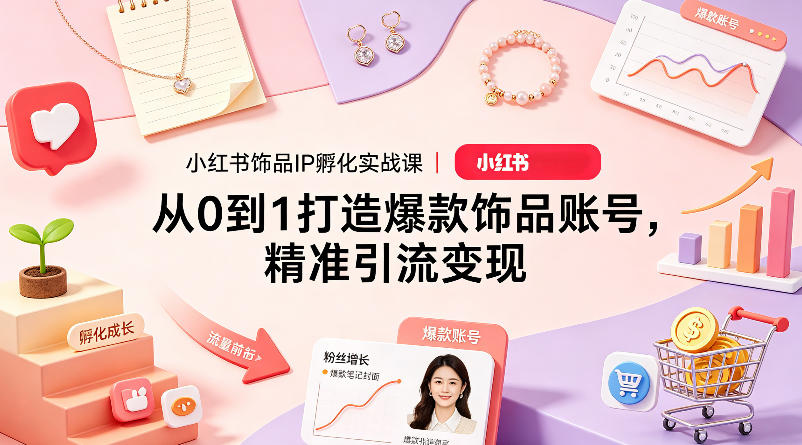 小红书饰品IP孵化实战课｜从0到1打造爆款饰品账号，精准引流变现-青禾学社