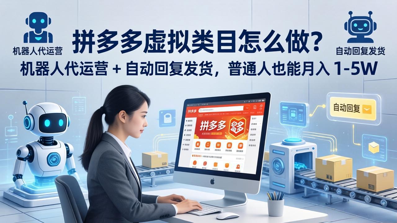 拼多多虚拟类目怎么做？机器人代运营 + 自动回复发货，普通人也能月入 1-5W-青禾学社