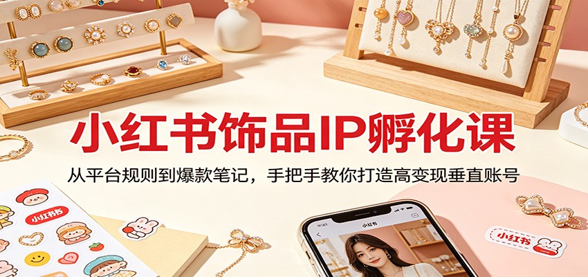 小红书饰品IP孵化课：从平台规则到爆款笔记，手把手教你打造高变现垂直账号-青禾学社