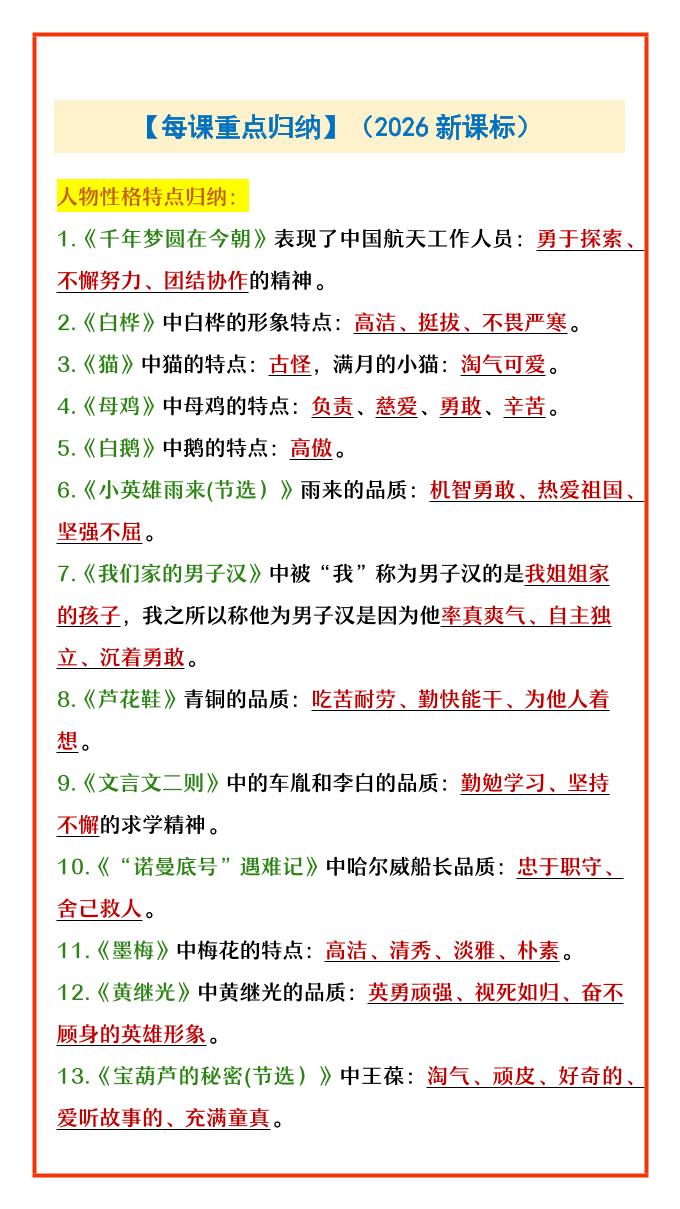 四年级下语文每课重点归纳-青禾学社