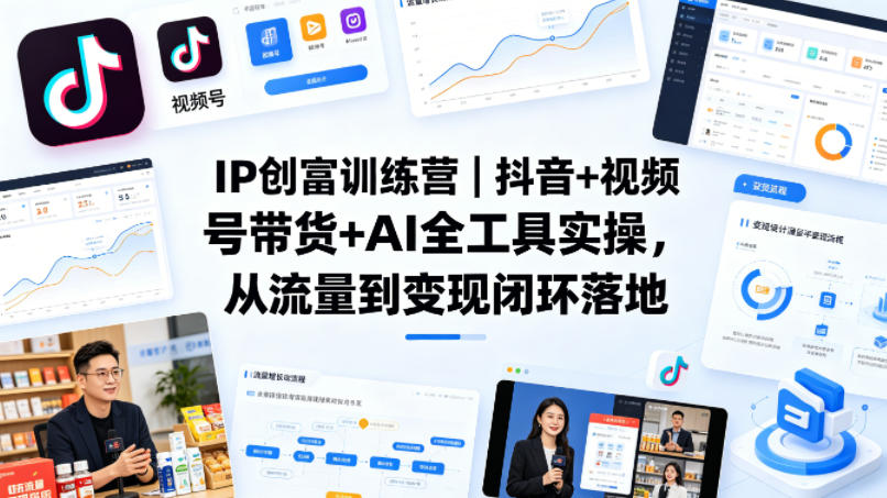 IP创富训练营｜抖音+视频号带货+AI全工具实操，从流量到变现闭环落地-青禾学社