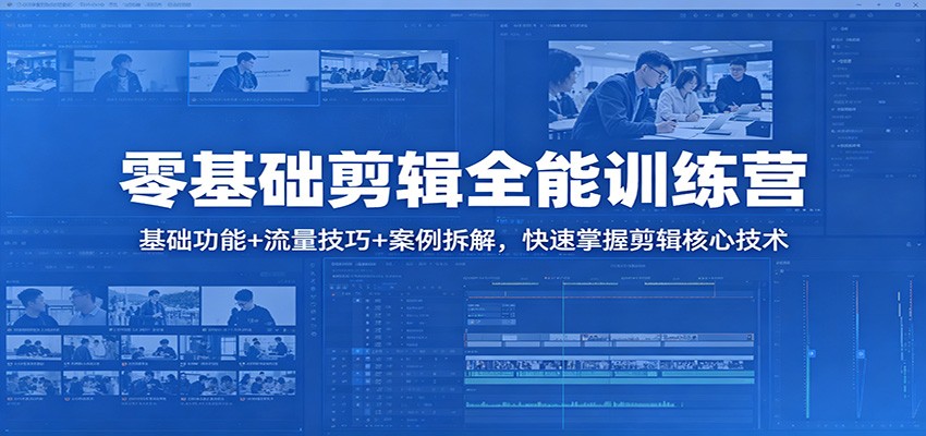 零基础剪辑全能训练营：基础功能+流量技巧+案例拆解，快速掌握剪辑核心技术-青禾学社
