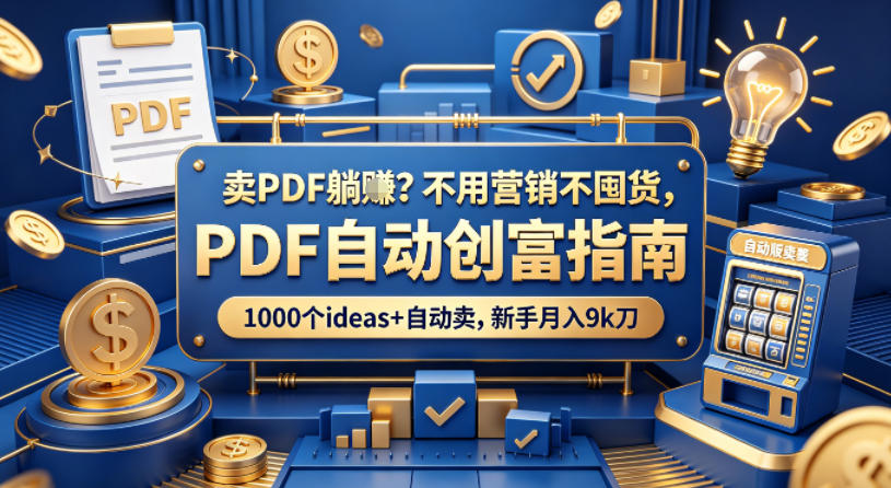 卖PDF躺賺？不用营销不囤货，PDF自动创富指南，1000个ideas+自动卖，新手月入9k刀【原创双语字幕】-青禾学社