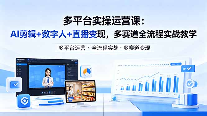 某团队多平台实操运营课-更新26年4月20：AI剪辑+数字人+直播变现，多赛道全流程实战教学-青禾学社