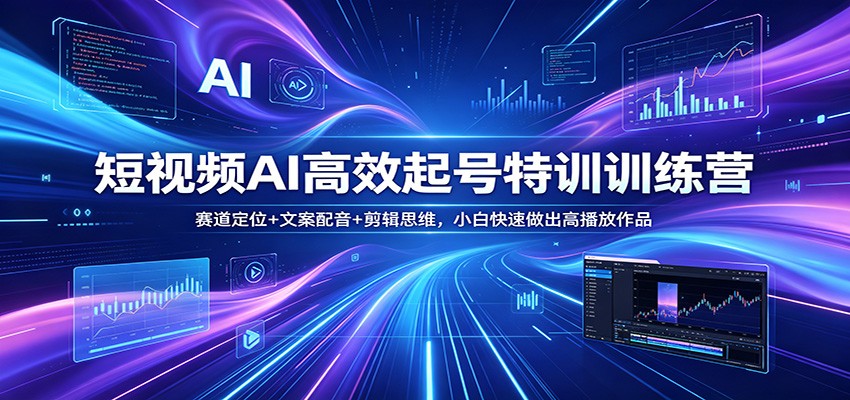 短视频AI高效起号特训训练营：赛道定位+文案配音+剪辑思维，小白快速做出高播放作品-青禾学社