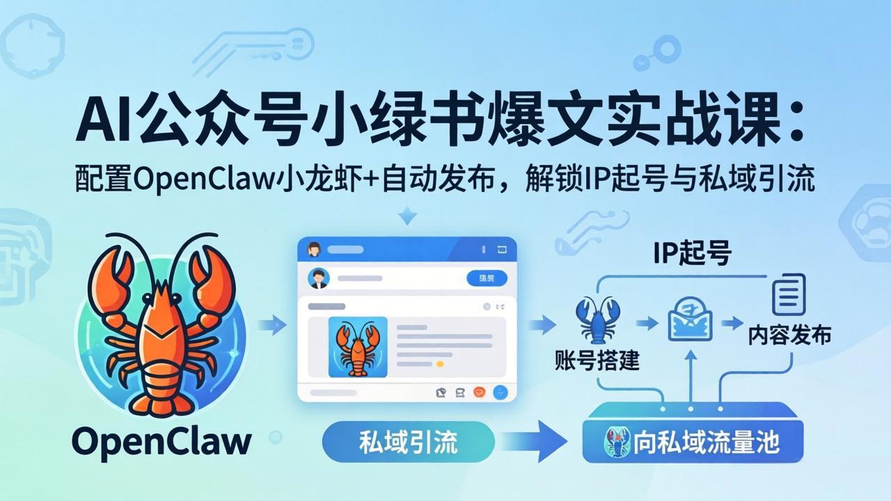 AI公众号小绿书变现实战课：小绿书爆文写作+OpenClaw自动发布，解锁IP起号与私域引流-青禾学社