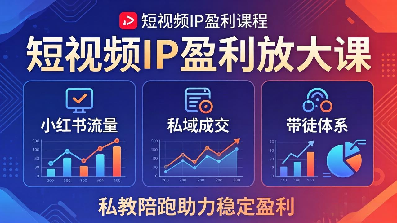 短视频IP盈利放大课：小红书流量+私域成交+带徒体系，私教陪跑助力稳定盈利-青禾学社
