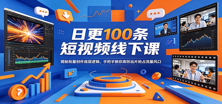 日更100条短视频线下课：揭秘批量创作底层逻辑，手把手教你高效出片抢占流量风口-青禾学社