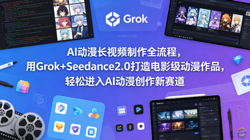 AI动漫长视频制作全流程，用Grok+Seedance2.0打造电影级动漫作品，轻松进入AI动漫创作新赛道-青禾学社