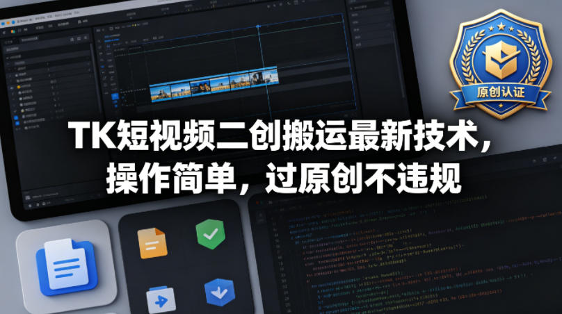 TK短视频二创搬运最新技术，操作简单，过原创不违规-青禾学社