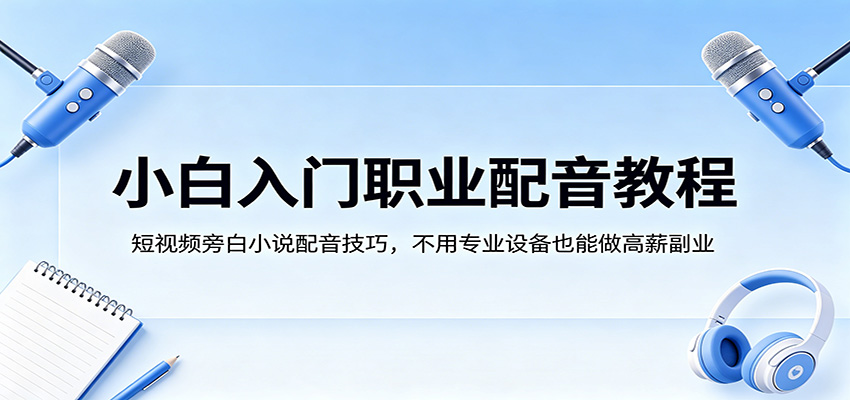 小白入门职业配音教程，短视频旁白小说配音技巧，不用专业设备也能做高薪副业-青禾学社