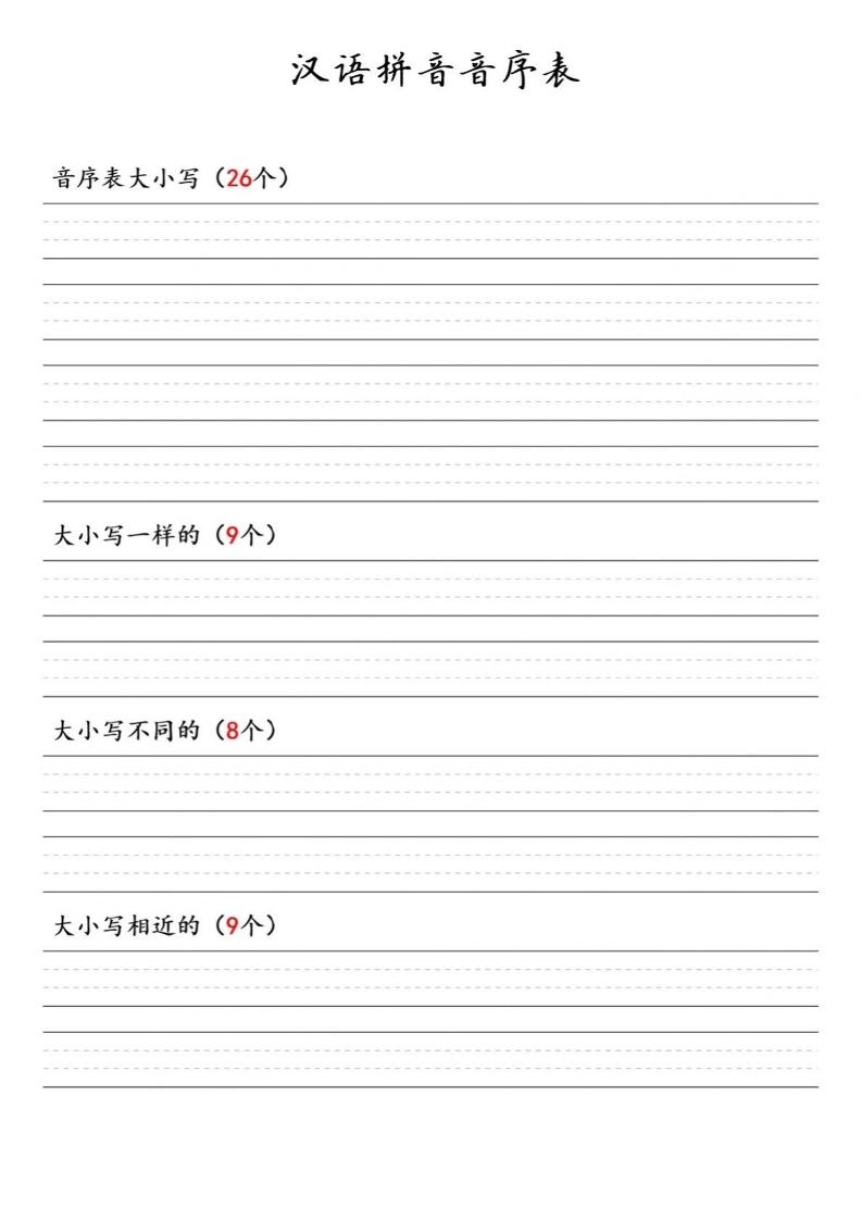 一年级下语文汉语拼音音序表-青禾学社