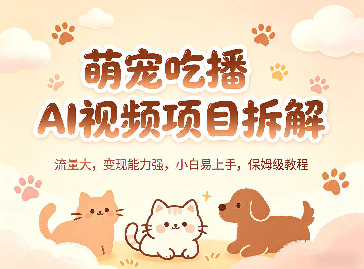 萌宠吃播AI视频项目拆解，流量大，变现能力强，小白易上手，保姆级教程-青禾学社