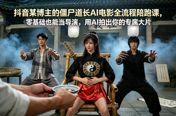 抖音某博主的僵尸道长AI电影全流程陪跑课，零基础也能当导演，用AI拍出你的专属大片-青禾学社