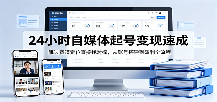 24小时自媒体起号变现速成，跳过赛道定位直接找对标，从账号搭建到盈利全流程-青禾学社