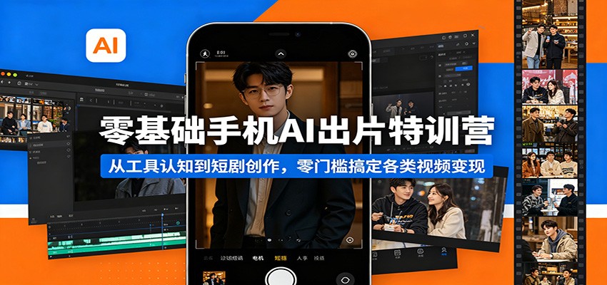 零基础手机AI出片特训营：从工具认知到短剧创作，零门槛搞定各类视频变现-青禾学社