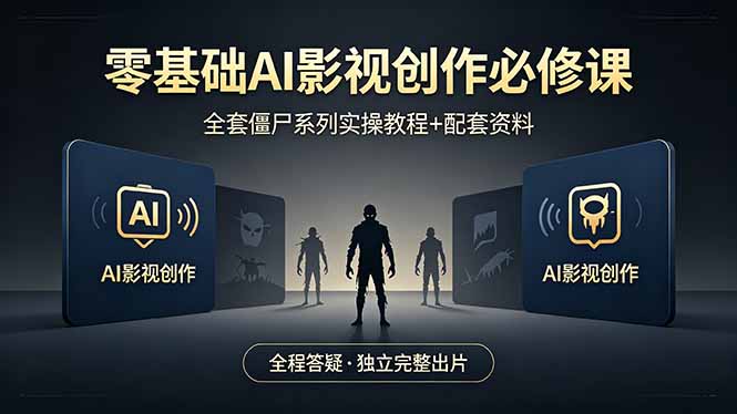 零基础AI影视创作必修课，全套僵尸系列实操教程加配套资料，全程答疑带你独立完整出片-青禾学社