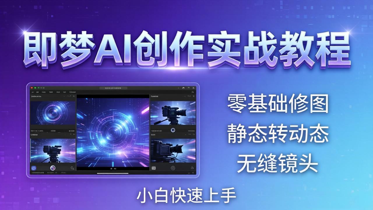 即梦AI创作实战教程，从零基础修图到AI导演，实战教学静态转动态+无缝镜头，小白快速上手-青禾学社