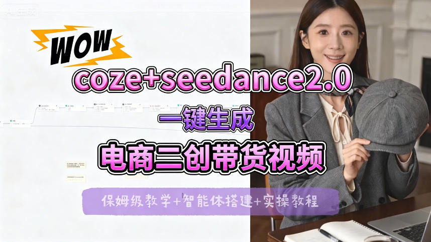 【Coze工作流搭建实操教程】seedance2.0+coze一键生成电商二创带货视频，全流程保姆级教学-青禾学社
