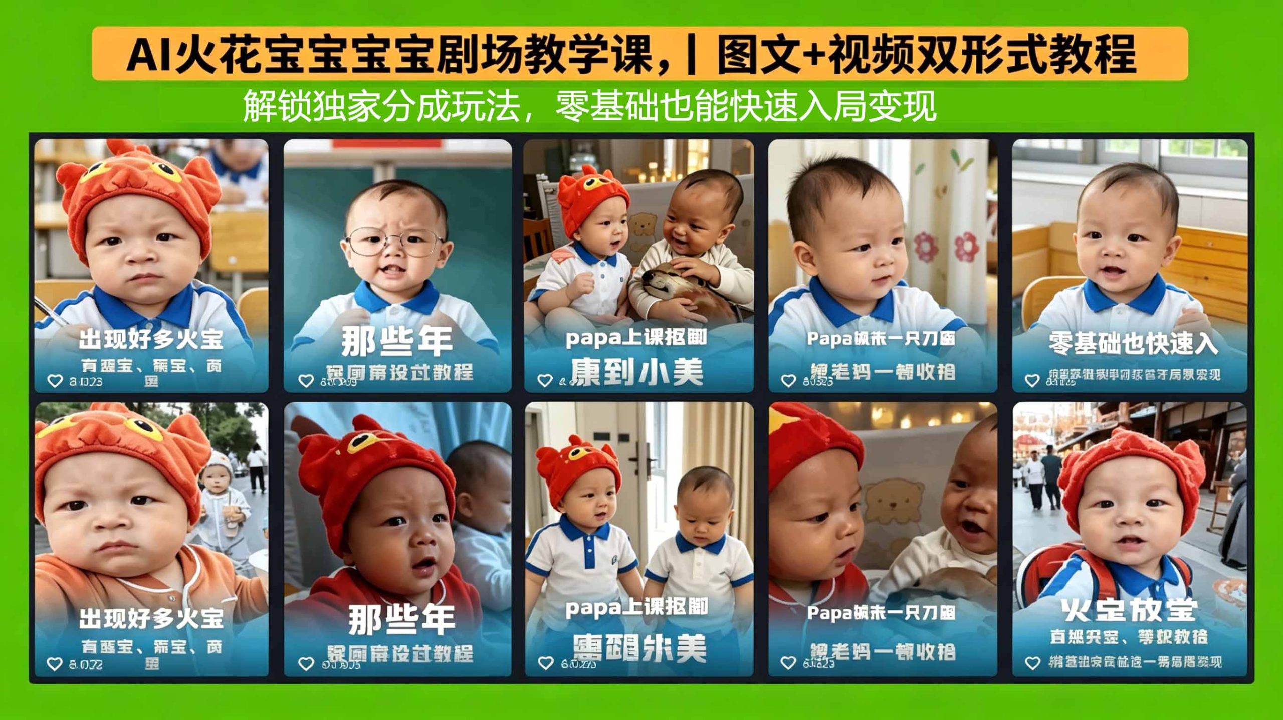 AI火花宝宝宝宝剧场教学课，图文+视频双形式教程，解锁独家分成玩法，零基础也能快速入局变现-青禾学社