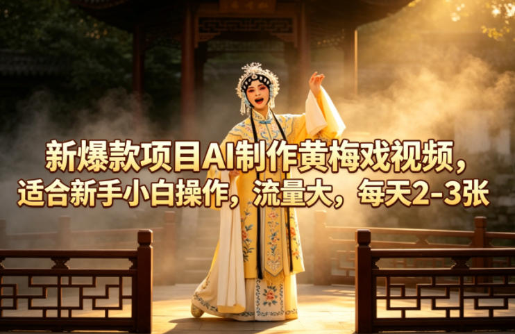 新爆款项目AI制作黄梅戏视频，适合新手小白操作，流量大，每天2-3张-青禾学社