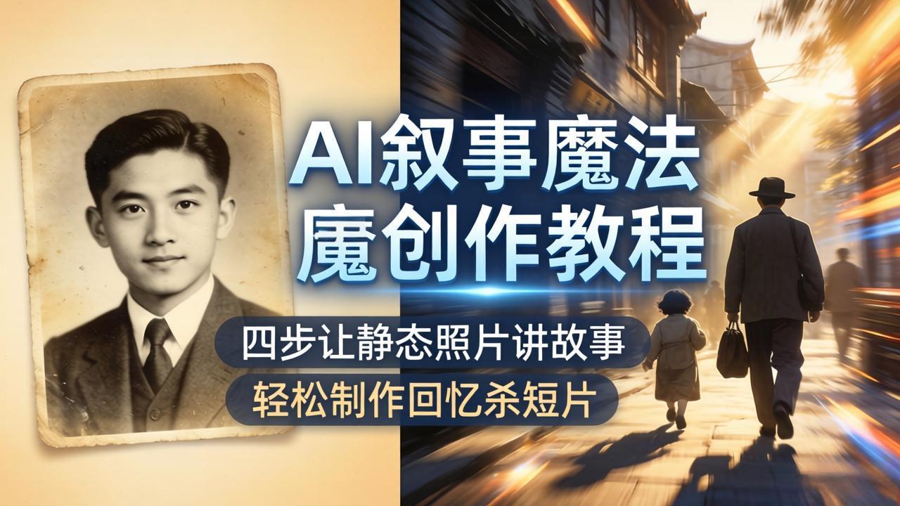 AI叙事魔法创作教程，四步让静态照片讲故事，老照片修复加动态特效，轻松制作回忆杀短片-青禾学社