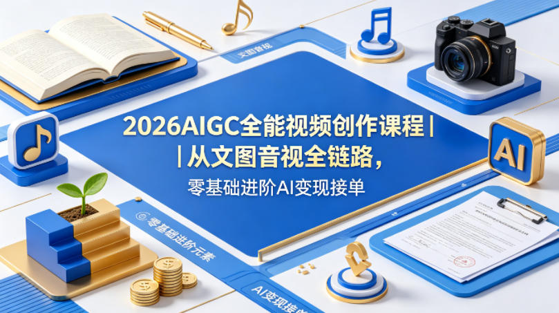 2026AIGC全能视频创作课程｜从文图音视全链路，零基础进阶AI变现接单-青禾学社