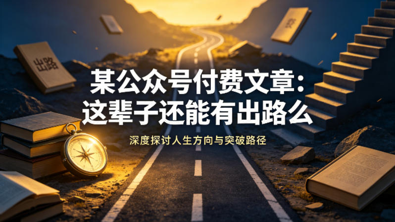 某公众号付费文章：这辈子还能有出路么-青禾学社