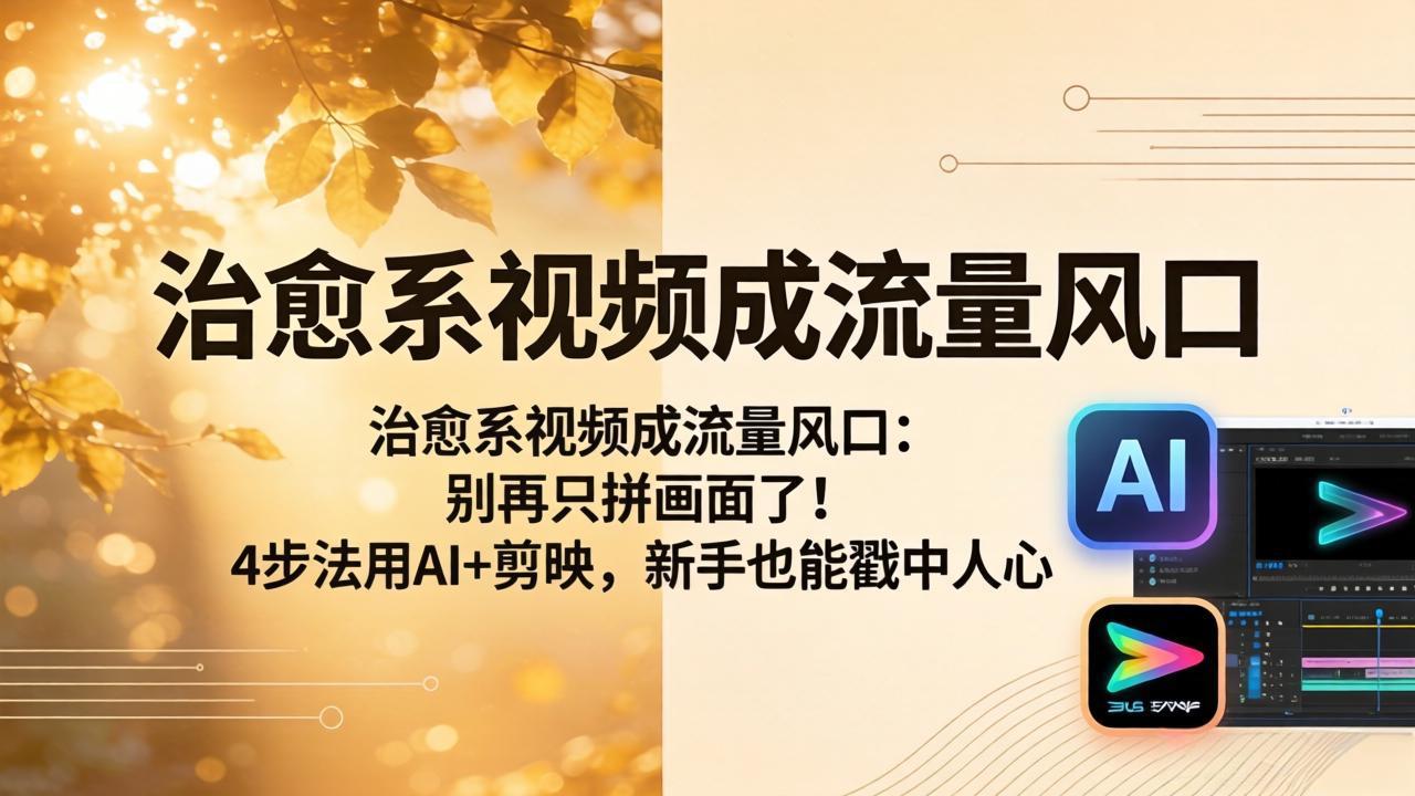 治愈系视频成流量风口：别再只拼画面了！4步法用AI+剪映，新手也能戳中人心-青禾学社