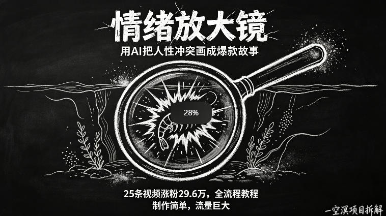 AI制作“情绪放大镜“视频，25条视频涨粉29.6W粉，流量巨大，制作简单，全流程教程-青禾学社