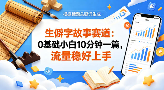 公众号流量主——生僻字故事赛道，流量稳，好上手，0基础小白也能10分钟一篇-青禾学社