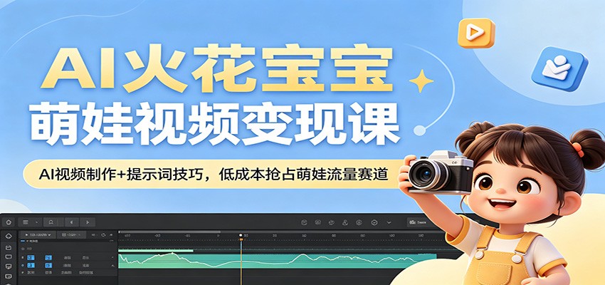 AI火花宝宝萌娃视频变现课：AI视频制作+提示词技巧，低成本抢占萌娃流量赛道-青禾学社