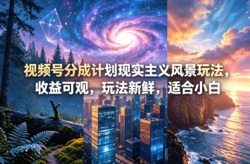 视频号分成计划现实主义风景玩法，收益可观，玩法新鲜，适合小白-青禾学社