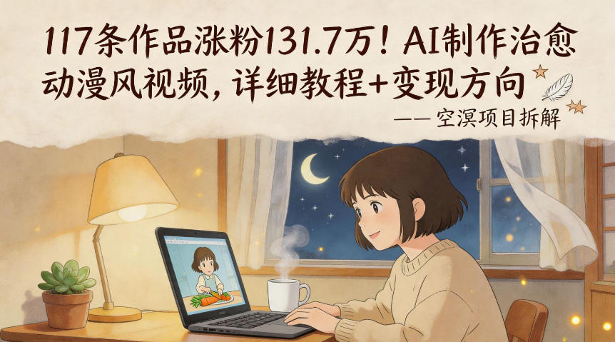 117条作品涨粉131.7W！AI制作治愈动漫风视频，详细教程+变现方向-青禾学社