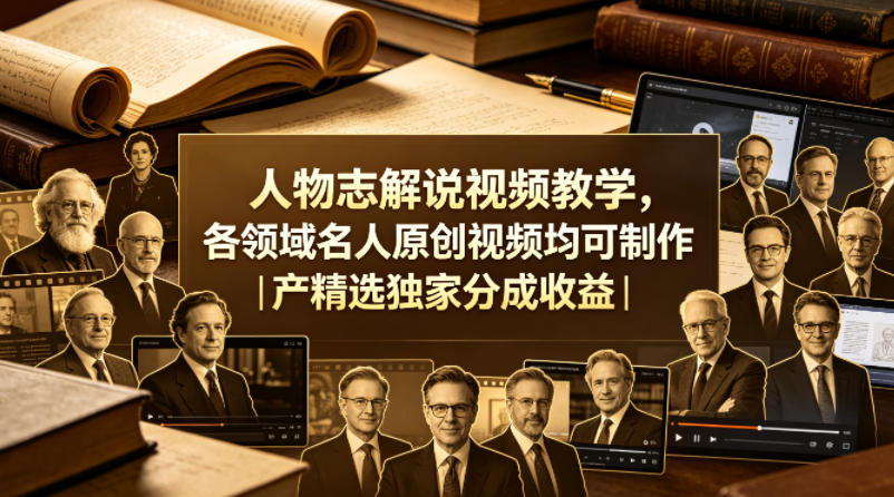人物志解说视频教学，各领域名人原创视频均可制作丨精选独家分成收益(更新0430)-青禾学社