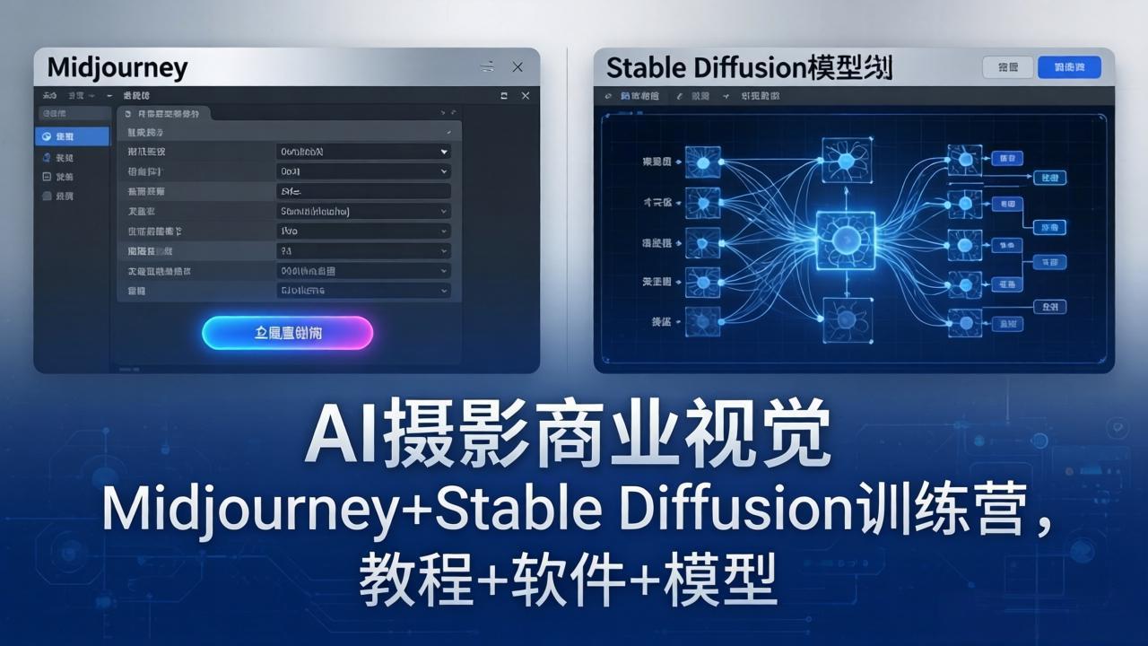 AI摄影商业视觉Midjourney+Stable Diffusion训练营，教程+软件+模型-青禾学社