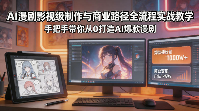 AI漫剧影视级制作与商业路径全流程实战教学，手带你从0打造AI爆款漫剧-青禾学社