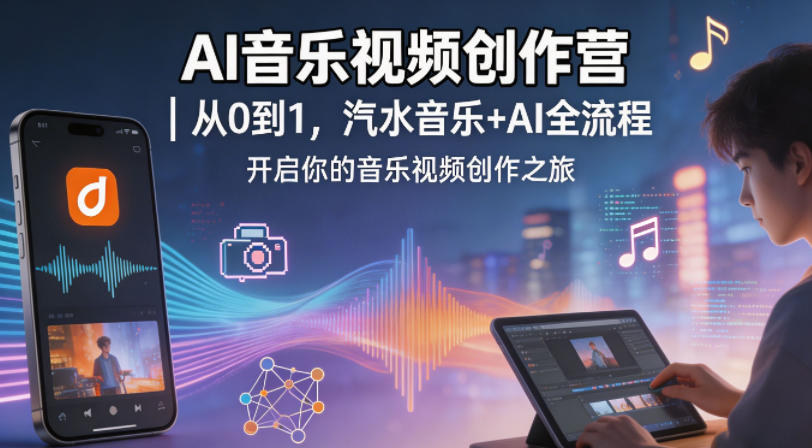 AI音乐视频创作营｜从0到1，汽水音乐+AI全流程，开启你的音乐视频创作之旅-青禾学社