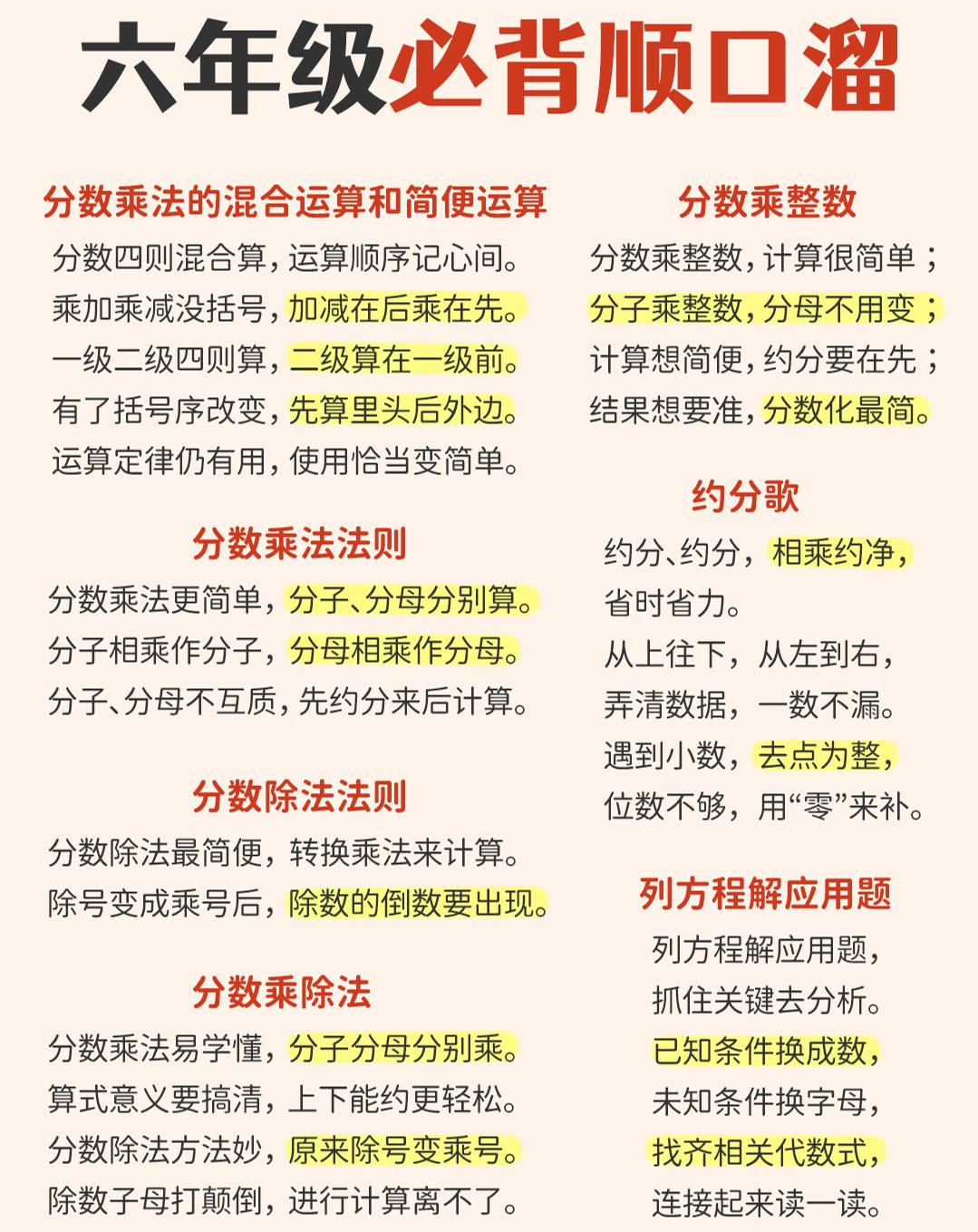 六年级下数学1-6年级必备顺口溜-青禾学社